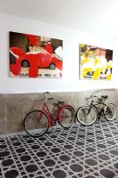 Bicycles in modern hallway 