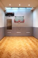 Basketball net in home gym 
