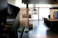 Modern living room and staircase 