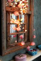 Fairy lights decorating window