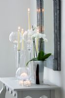 Candles on console table 