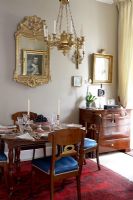 Classic dining table in living room 