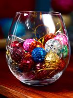 Colourful Christmas baubles in glass