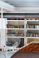 Bookshelves in industrial living area