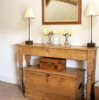 Wooden table and storage boxes 