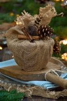 Woodland cone decorated Christmas pudding.
