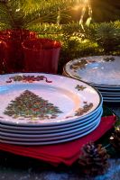 Christmas tree plate table settings.