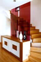 Modern wooden staircase and hallway 