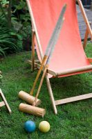 Deck chair and croquet mallets 
