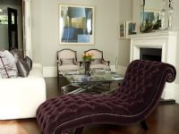 Classic living room with velvet chaise lounge