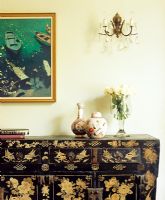 Oriental sideboard in classic living room 