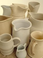 Collection of cream and white jugs, detail 