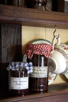 Home made produce on country kitchen shelf