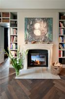 Fireplace in modern living room 