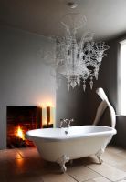 Modern bathroom with fireplace 
