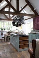 Modern country kitchen with vaulted ceiling