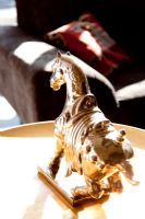 Brass horse sculpture, detail