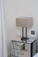 Modern bedside table and lamp, detail