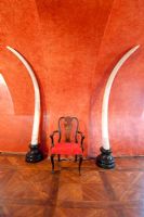 Elephants tusks and armchair, detail