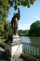 Exterior statue by lake