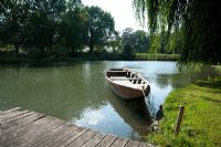 Rowing boat on lake 
