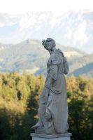 Statue in front of mountains, detail