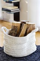 Crocheted log basket, detail 