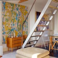 Modern living room with ladder steps