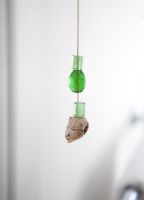 Glass and shells on light pull-cord 