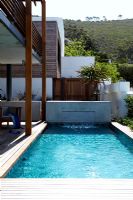Modern house exterior and swimming pool