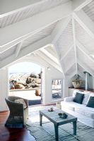 Modern living room with sea views