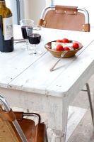 Distressed table in modern kitchen-diner