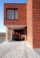 Modern red brick house exterior