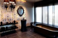 Modern bathroom with feature wall