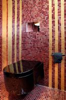 Modern bathroom toilet and mosaic walls