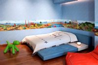 Modern childrens bedroom with painted walls