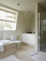 Contemporary bathroom with sloping walls
