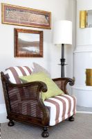 Striped armchair in living room