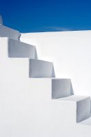 Whitewashed exterior staircase 