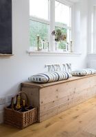 Wooden bench and storage box seating