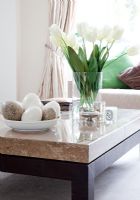 Marble top coffee table, detail