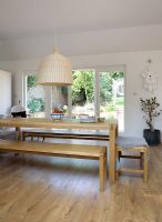 Modern wooden dining room 