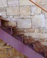 Close up of stairs with wooden treads