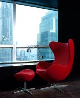 Red chair and footstool