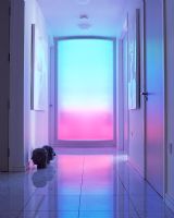 Colourful neon panel in hallway