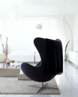 Black chair on rug