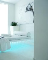 Contemporary white room with ambient lighting
