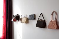 Wall mounted display of vintage accessories