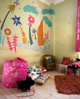 Modern childs room with mural