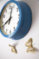 Clock and butterfly decorations